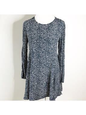 Zara Woman Dress Large Long Sleeve Short Print Black White